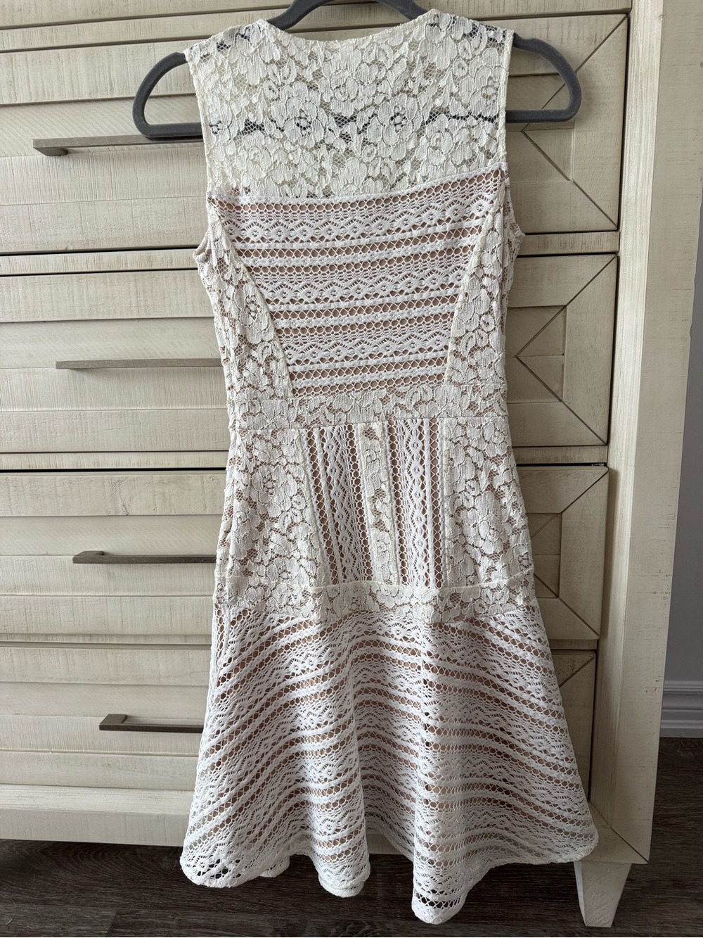 BCBGMaxAzria Ivory Lace Fit-and-Flare Dress